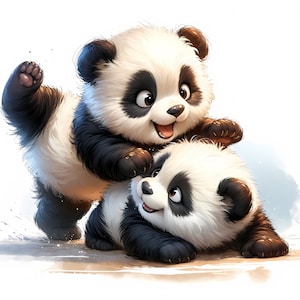 Schattige panda-clipart - 12 hoogwaardige jpg-bestanden - schattige babypanda-clipartbundel - kaarten maken, kunst aan de muur kinderkamer, papercrafts, digitale prints