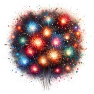 Levendige vuurwerkafbeeldingen | 12 hoogwaardige JPG's | Sprankelend vuurwerk clipartbundel | Feestkunst | Afdrukbare items | Commercieel gebruik