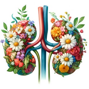 Floral kidneys Clipart | 11 High-Quality JPGs | Kidney Flowers Clipart Bundle | Nurse Art | Medical Art | Printables | Commercial Use