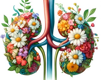 Floral kidneys Clipart | 11 High-Quality JPGs | Kidney Flowers Clipart Bundle | Nurse Art | Medical Art | Printables | Commercial Use