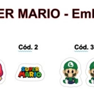 Peut inclure: Quatre patchs thermocollants sur le thème de Super Mario. Les patchs représentent Mario, Luigi et le logo Super Mario. Les patchs sont blancs avec des personnages de dessins animés colorés et du texte.