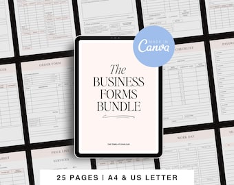 Editable Business Forms Canva Template | Small Business Admin Templates | Printable Bundle | A4 & US Letter