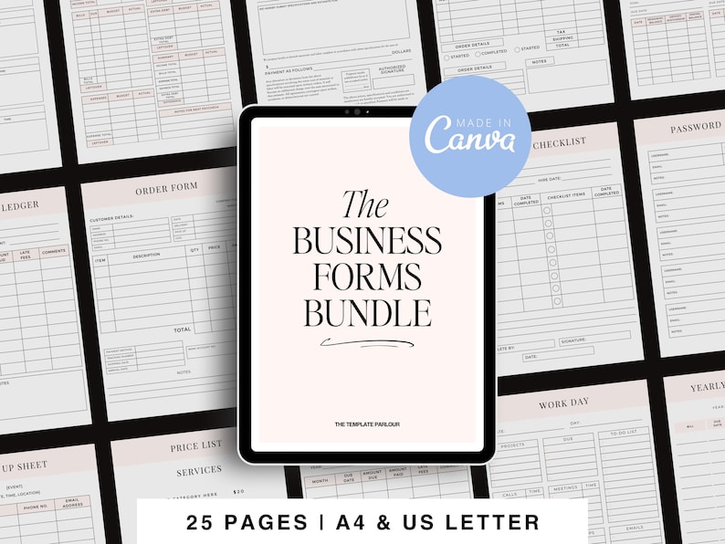 Editable Business Forms Canva Template | Small Business Admin Templates ...