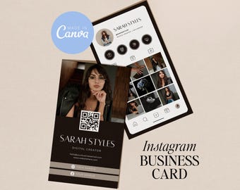 Modern Instagram Business Card Template | QR Code, Editable Canva Design (Digital Download)