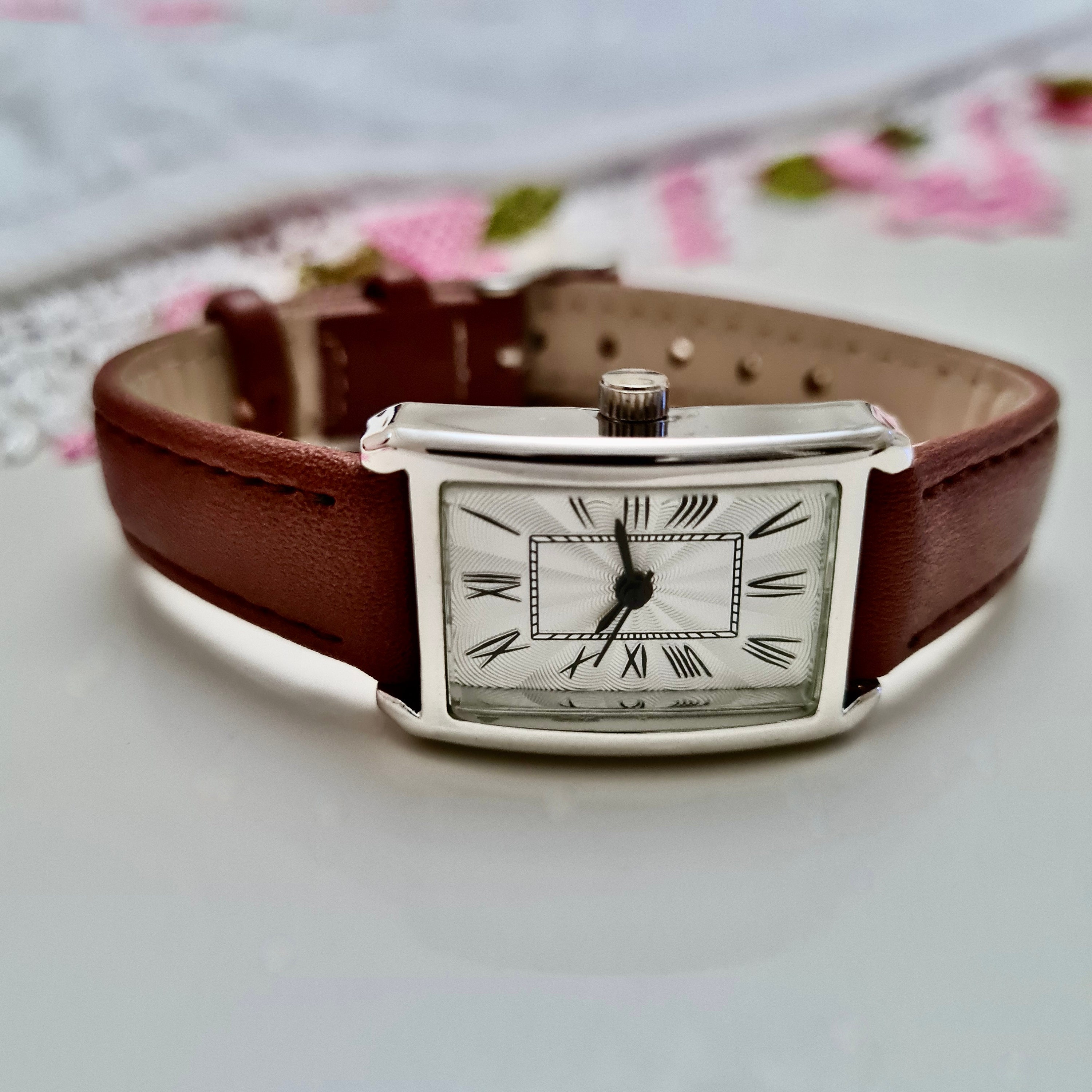 Watch for Women, Silver Colour, Roman Numeral Dial, Square  display picture 3