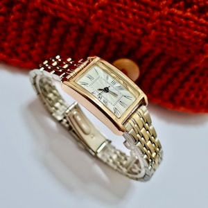 Watch for Women, Gold and Silver Colour, Roman Numeral Dial, Square Design, Cool Design, Charismatic Design, White Dial, Mother's Day Gift