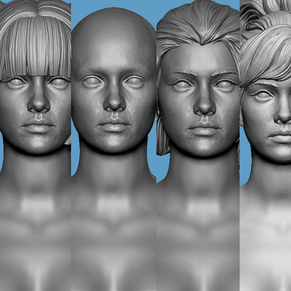 4 different female busts STL file