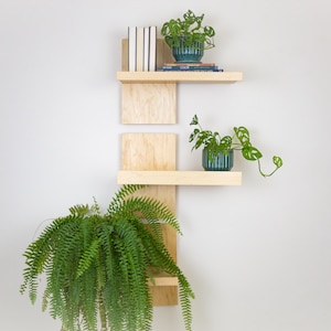 Floating Wood Shelves - Wall Mounted Shelf for Bedroom or Living Room