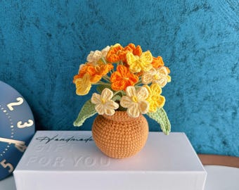 Handmade Knitted Flower Pot, Crochet Baby Breath Hydrangeas Vase,Gift for Mother/Wife/Coworker,Birthday Anniversaries,Housewarming,Christmas