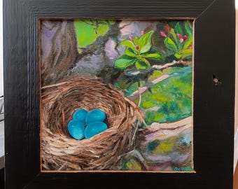 Blaue Eier original Ölgemälde