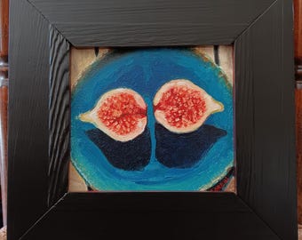 Studie #4: Feige auf einer blauen Platte original Ölgemälde
