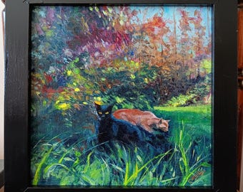 Derek & Vovka In The Setting Sun original oil painting