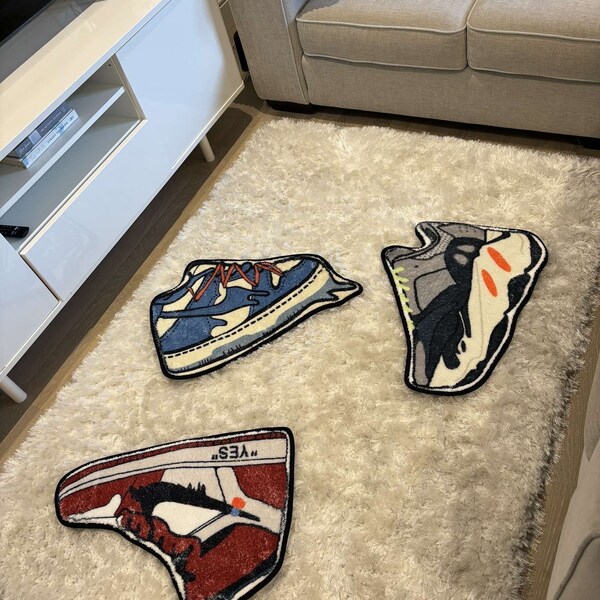 VERKOOP op maat gemaakte Air Force 1 / Jordan 1 sneaker vloerkleed tapijt 70 cm x 40 cm