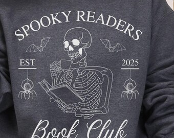 Halloween Reading Shirt, Reading Skeleton Sweatshirt, Halloween Book Sweater, Skeleton Reader Shirt, Gift for Book Lover, Teacher Gift