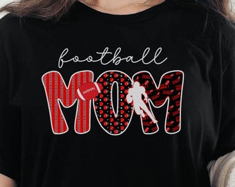 Camiseta de mamá futbolera, camiseta del día del juego, regalo lindo para mamá futbolera, camiseta de mamá futbolera de otoño, camiseta de la temporada de touchdowns, camiseta de mamá deportiva