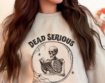 Women's Skeleton Reading Books Sweatshirt, Skeleton Book Shirt, Book Lover Halloween Gift, Spooky Season, Bookish Gift, Funny Halloween