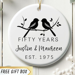 Personalized 50th Anniversary Ornament, Golden Wedding Anniversary Gift, 50 Years Married Keepsake, Custom Christmas Ornament, Personalized