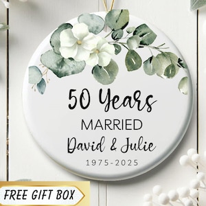 Personalized 50th Anniversary Ornament, Golden Wedding Anniversary Gift, 50 Years Married Keepsake, Custom Christmas Ornament, Personalized