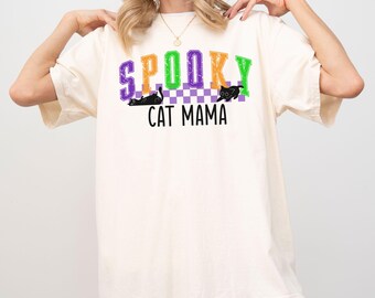 Halloween Cat Shirt, Cat Mom Gift, Cat Mama Tee, Spooky Season Tee, Black Cat T-Shirt, Fall Cat Shirt, Comfort Colors Tshirt, Cat Lover Gift