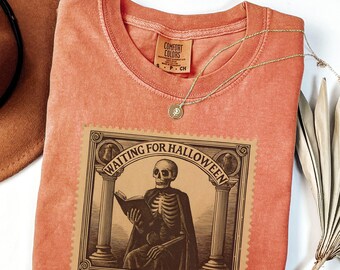 Halloween Reading Shirt, Reading Skeleton Shirt, Halloween Book T-Shirt, Skeleton Tee, Comfort Colors, Gift for Book Lover, Teacher Gift