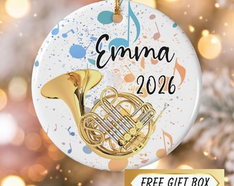 Personalized French Horn Ornament, Music Gifts, French Horn Gift, Music Ornament, Christmas Tree Decor, Band Gifts, Brass Instrument