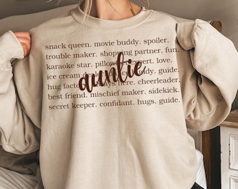 Auntie Shirt, Gift for New Aunt, New Aunt Sweatshirt, Aunt to Be Shirt, Pregnancy Reveal, Personalized Aunt Sweater, Christmas Gift for Aunt