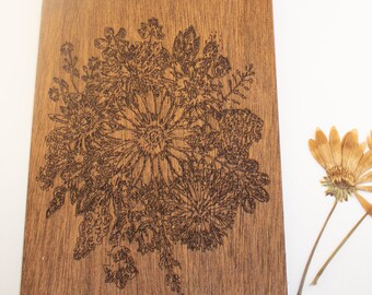 Sized 8x10 Personalized Wooden Flower Press. Wildflower Bouquet Customizable gift. Gift for Plant Lover. Wildflowers Wood . Plant Lover Gift