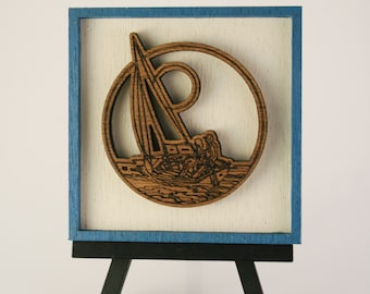 3D-muurkunst, lasergesneden handgeschilderd zeilkunstcadeau