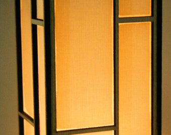 Hand Crafted Traditional Shoji Style Paper Table Lantern, Table Lamp, Japanese Wooden & Linen Desk candle Lamp