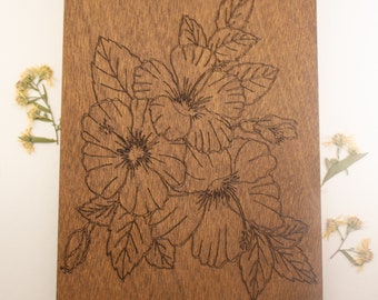 Größe 8x10 Personalisierte Blumenpresse aus Holz. "Hibiskus Blumen" Personalisierbares Geschenk. Geschenk für Pflanzenliebhaber. Holz Pflanzenpresse. Geschenk für Pflanzenliebhaber.