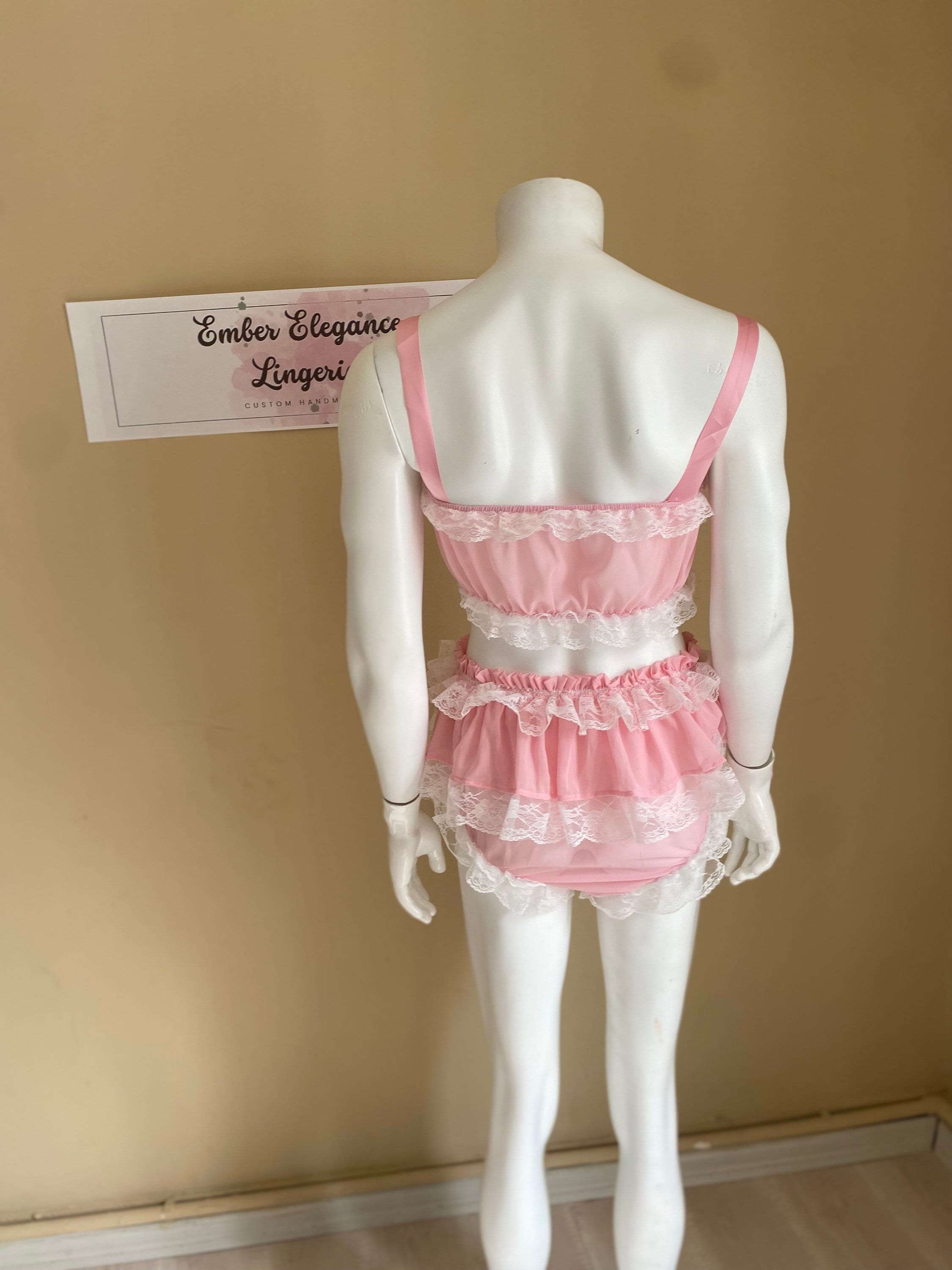 Men s Sissy Satin Femboy Lingerie Set Lace Lingerie Set For Femboy 