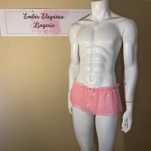 Men's Pink Lace Panty / Sissy Femboy Lingerie / Femboy Clothing