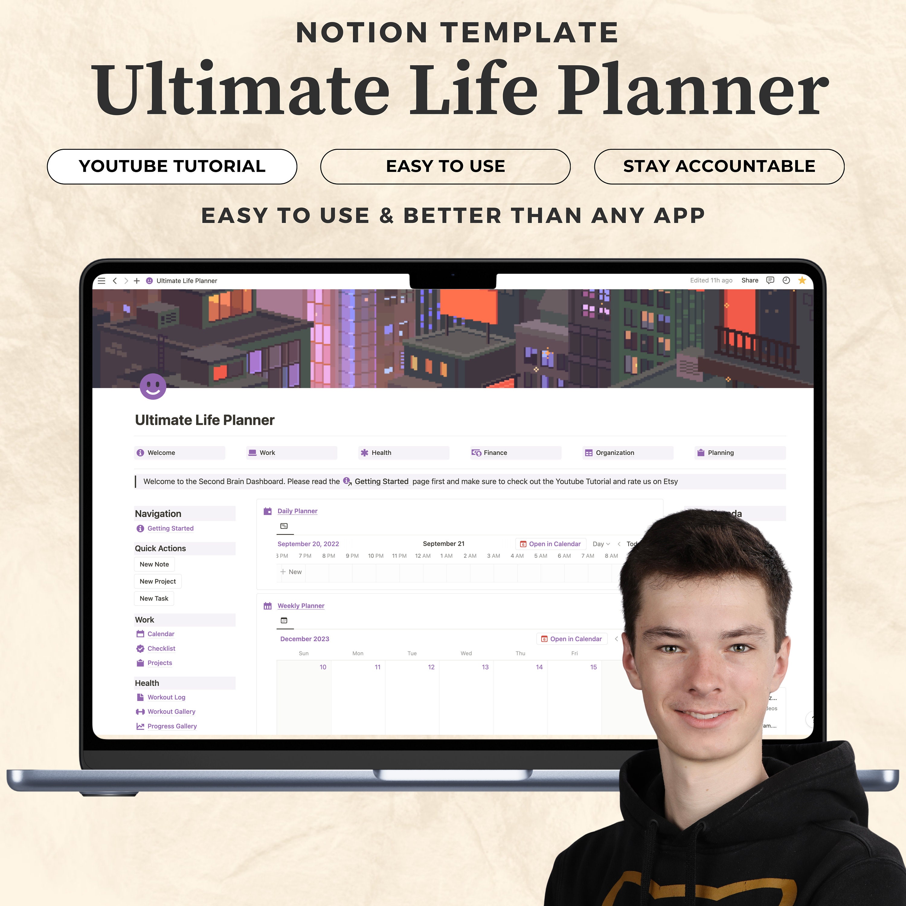 All in One Life Planner Notion Template Adhd, Aesthetic Organization ...