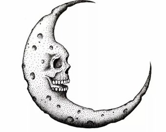 Moon, skull moon illustration