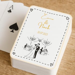 パーソナライズされたウェディングトランプ：ゲストへのカスタム記念品