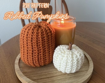 PATTERN Crochet Ribbed Pumpkins Set