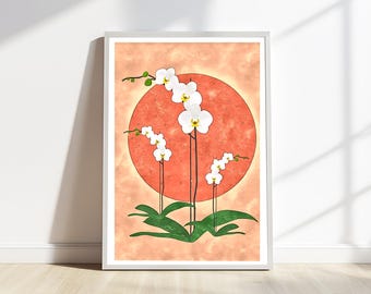 Botanical Orchid Print: Warm Neutral Plant Art (Digital Download)