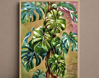 Monstera Botanical Print | Tropical Leaf Wall Art |Modern Botanical Artwork|Digital Download