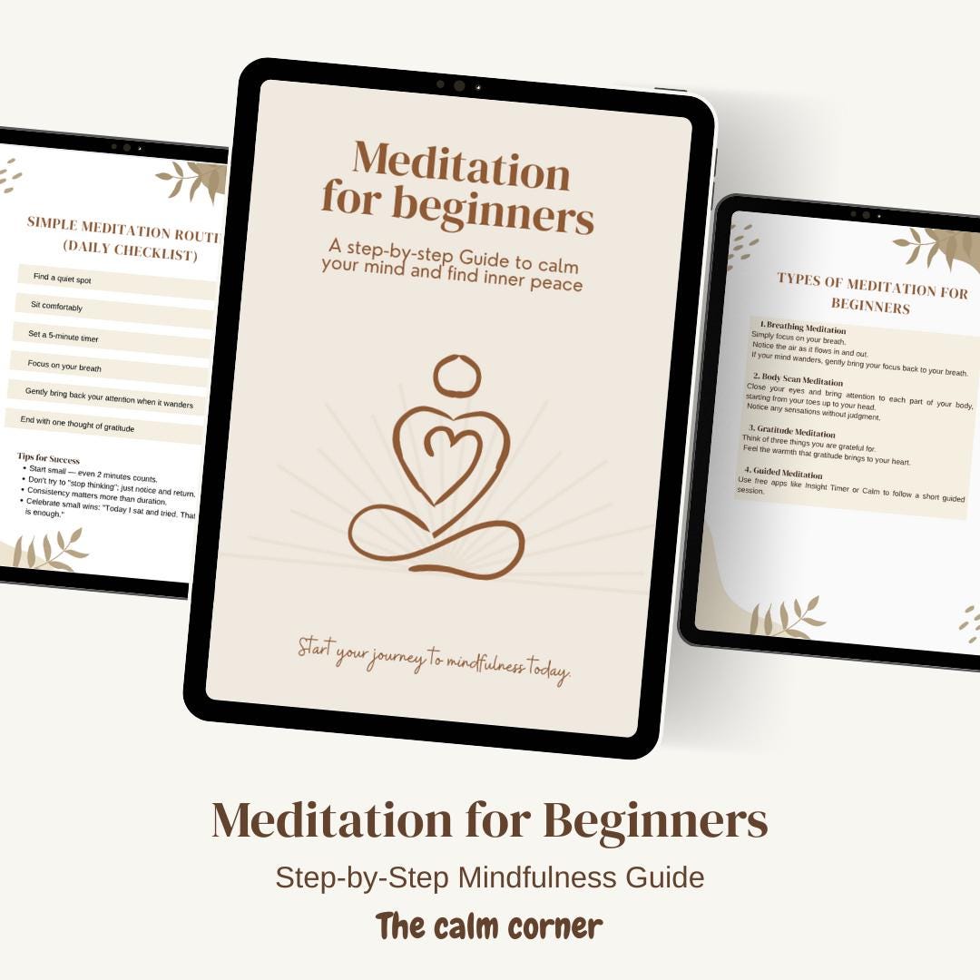 Meditation for Beginners Guide: Mindfulness Techniques (printable PDF ...