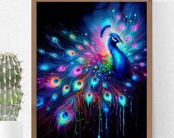Peacock Wall Art | Printable Peacock Wall Art | Animal Digital Wall Art | Peacock Art | Peacock Illustration | Home Decor | Animal Print