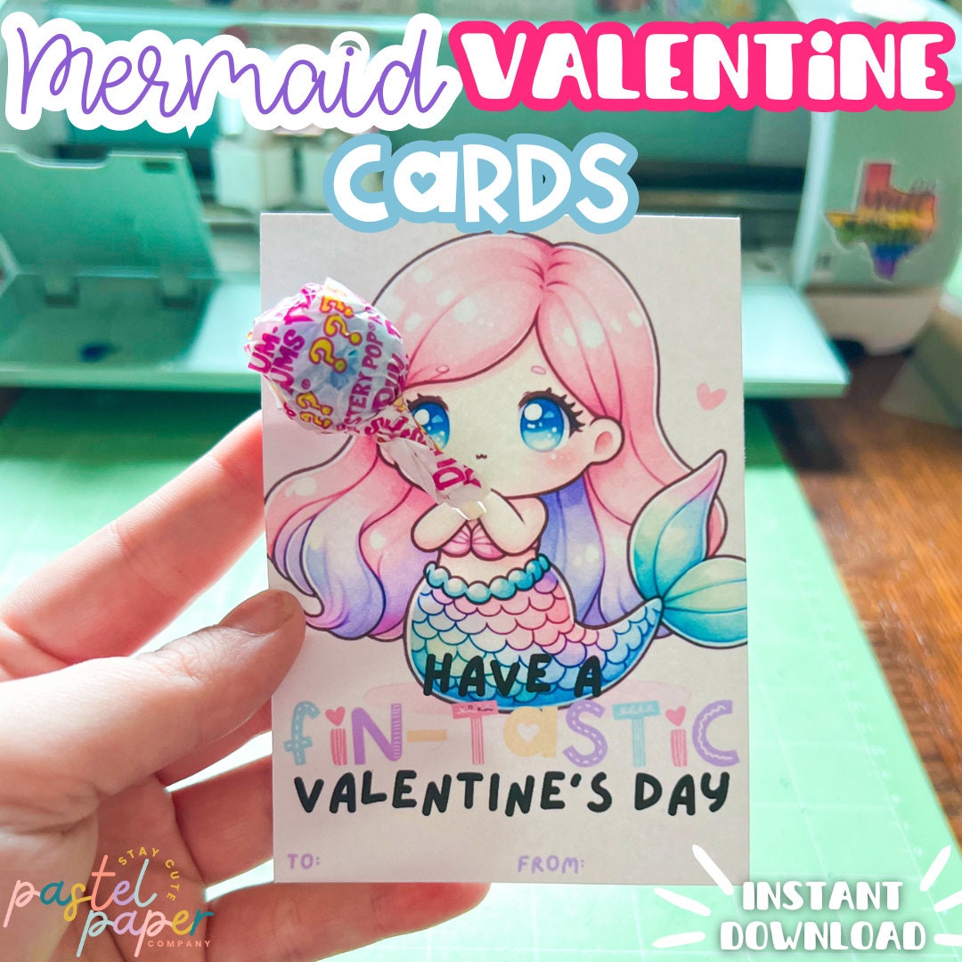 Mermaid Valentine Cards | Printable Valentines for Class | Instant ...