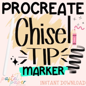 Könnte beinhalten: Procreate Chisel Tip Marker digitaler Pinsel für iPad. Sofortiger Download. Logo von Pastel Paper Company.