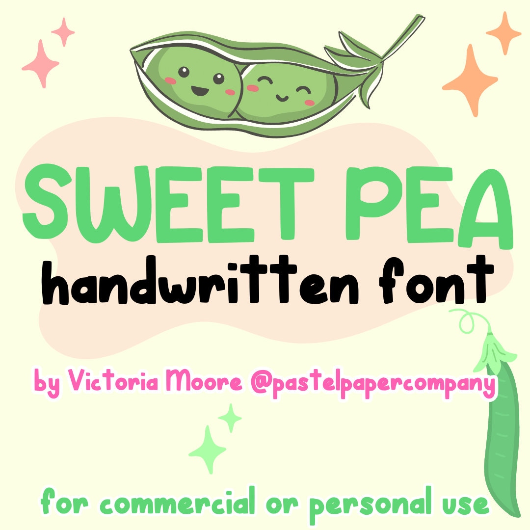 Pea Lettering Sweet Pea Font | Handwritten Font for Digital Planners, Digital ...
