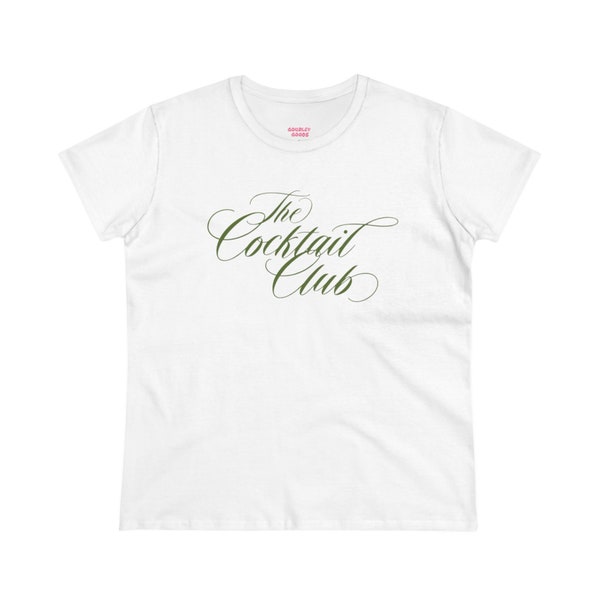 The Cocktail Club White Cotton Tee - graphic tee, martini tee, cotton fabric womenswear t shirt comfort top streetwear