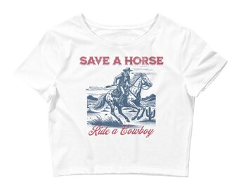 Rodeo Outfits Save A Horse Ride A Cowboy Baby Tee - Crop top / rodeo outfits, pink cowgirl, cowgirl themed