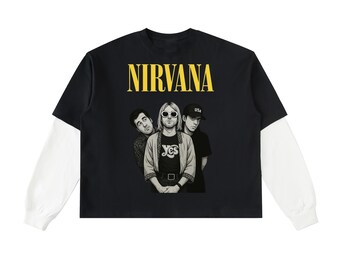 Camiseta de algodón con mangas en contraste y capas «Nirvana» de Dope Dysfunkshn