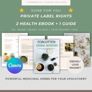 Conteúdo de remédios fitoterápicos, PLR, modelo de e-book Canva, direitos de marca própria, treinador de saúde, direitos de revenda mestre