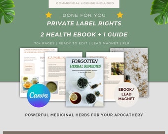 Inhoud kruidengeneesmiddelen, PLR, e-boeksjabloon Canva, huismerkrechten, gezondheidscoach, master-doorverkooprechten