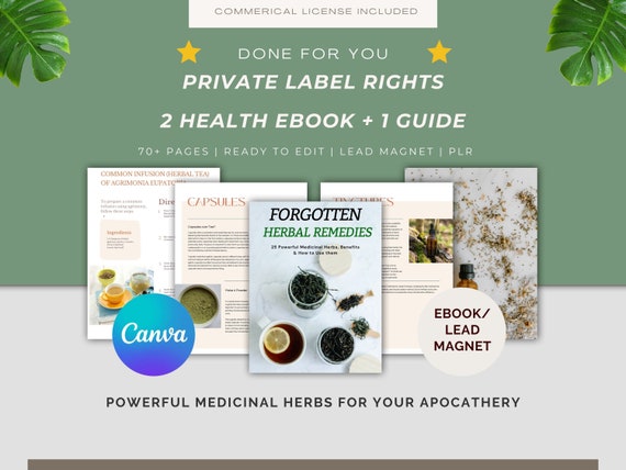 Herbal Remedy Content, PLR,  Ebook Template Canva, Private Label Rights, Health Coach, Master Resell Rights