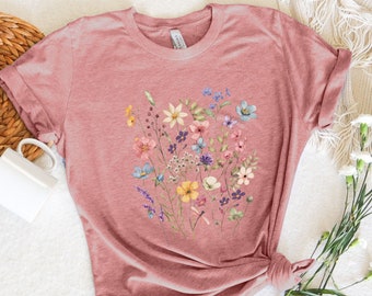 Floral Cottagecore Shirt, Boho Wildflower Tee, Wildflower Tee, Botanical Gift For Mom, Gift For Plant Lover, Nature Shirt, Garden Lover Tee